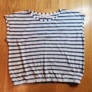 Jane and Delancey Blue Striped Short Sleeve Tee